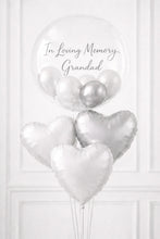 Load image into Gallery viewer, Heart-shaped balloons with 'In Loving Memory Grandad' text on a white background