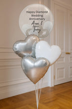 Load image into Gallery viewer, Heart-shaped balloons with personalized message against a neutral background