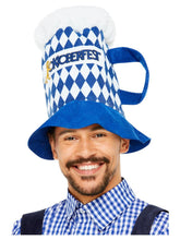 Load image into Gallery viewer, Oktoberfest Beer Hat, Blue &amp; White Chequered
