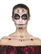 Load image into Gallery viewer, Day of the Dead Face Tattoo Transfers Kit, Red & Black Alternative View 4.jpg