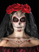 Load image into Gallery viewer, Day of the Dead Face Tattoo Transfers Kit, Red & Black