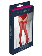Load image into Gallery viewer, Fishnet Hold-Ups, Red, Lace Tops Alternative View 4.jpg