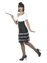 Load image into Gallery viewer, Flapper Costume, Black, with Dress &amp; Fur Stole Alternative View 1.jpg
