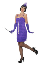 Load image into Gallery viewer, Flapper Costume, Purple, with Short Dress
