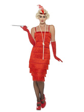 Load image into Gallery viewer, Flapper Costume, Red, with Long Dress
