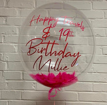 Load image into Gallery viewer, Personalised Birthday Feathered Bubble Balloon
