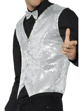Load image into Gallery viewer, Sequin Waistcoat, Silver Alternative View 1.jpg
