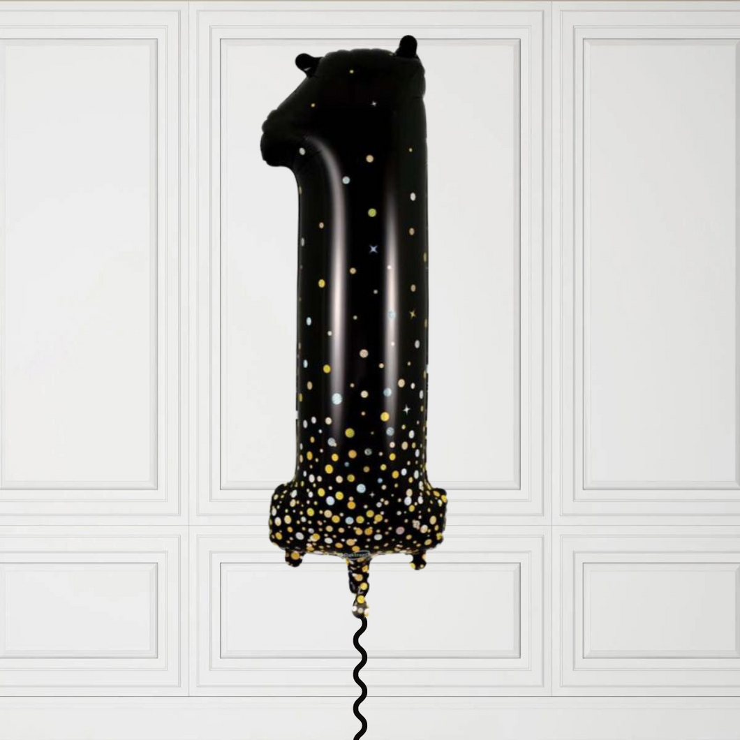 Large Black Confetti Dots Number 1 Balloon