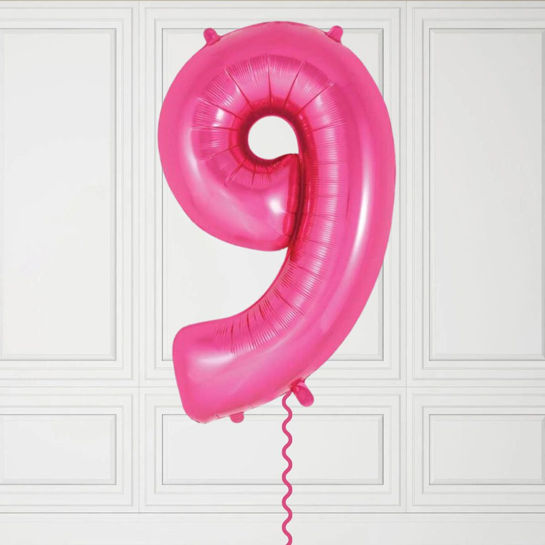 Large Pink Number 9 Balloon