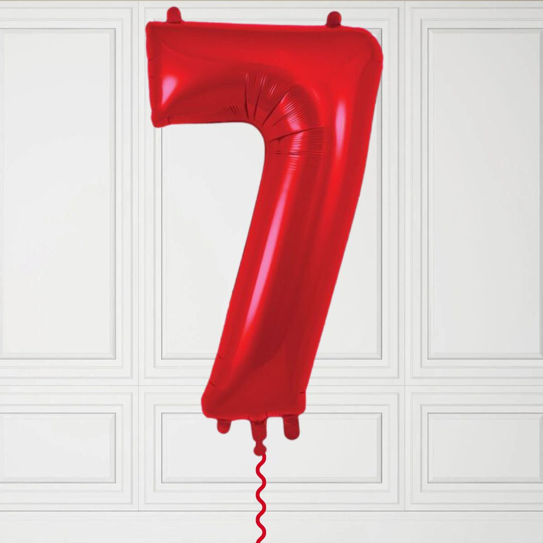 Large Red Number 7 Balloon