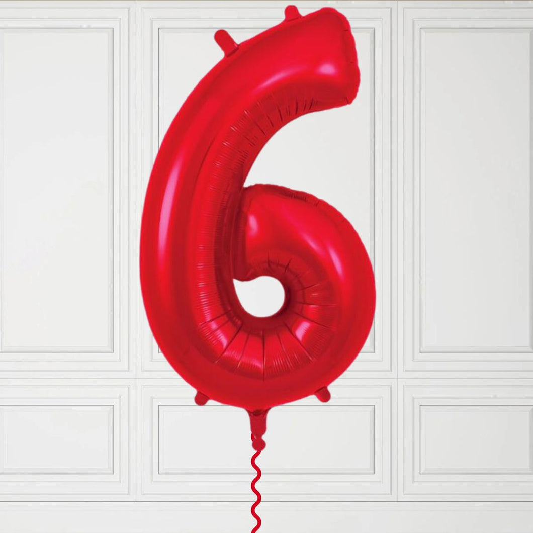 Large Red Number 6 Balloon