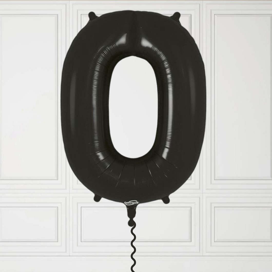 Large Black Number 0 Balloon