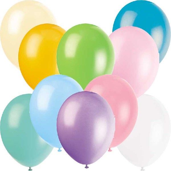 Pack of 10 Pastel Assorted Latex Balloons