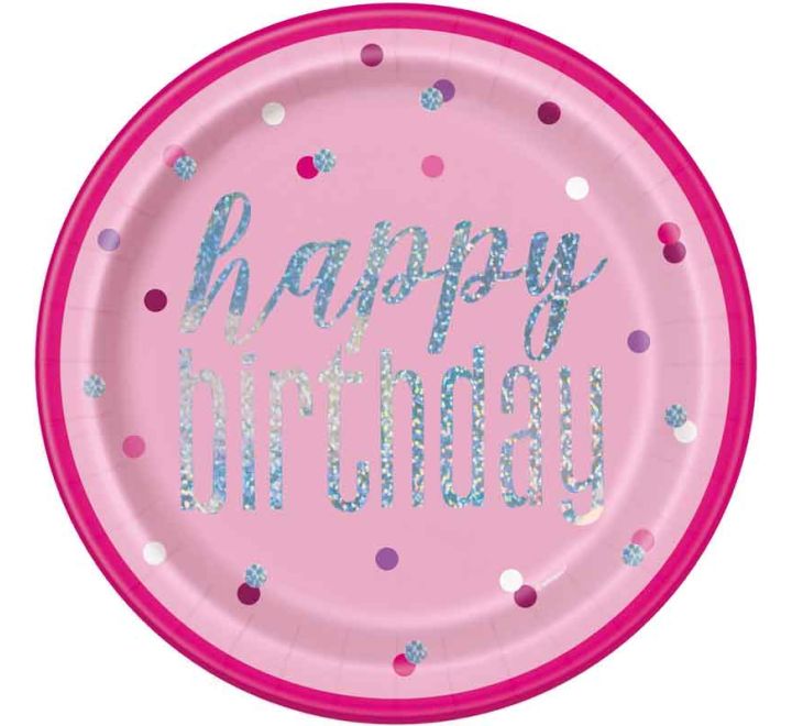 Pink Glitz Happy Birthday Plates