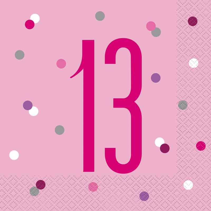 Pink Glitz 13th Birthday Napkins