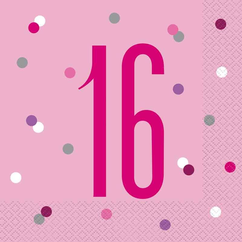 Pink Glitz 16th Birthday Napkins