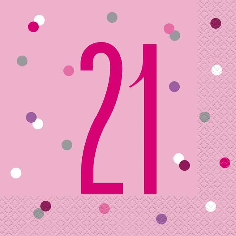 Pink Glitz 21st Birthday Napkins