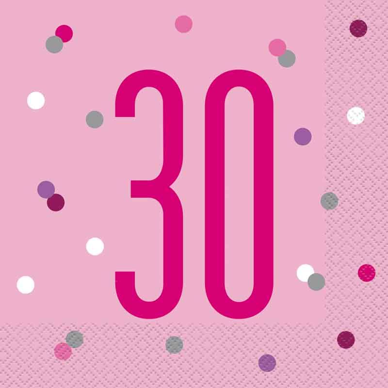 Pink Glitz 30th Birthday Napkins