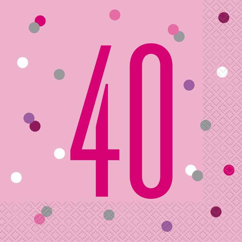 Pink Glitz 40th Birthday Napkins