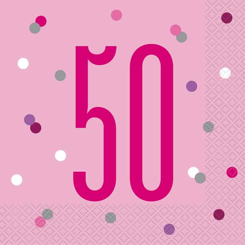 Pink Glitz 50th Birthday Napkins