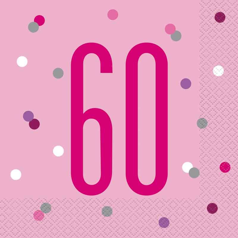 Pink Glitz 60th Birthday Napkins