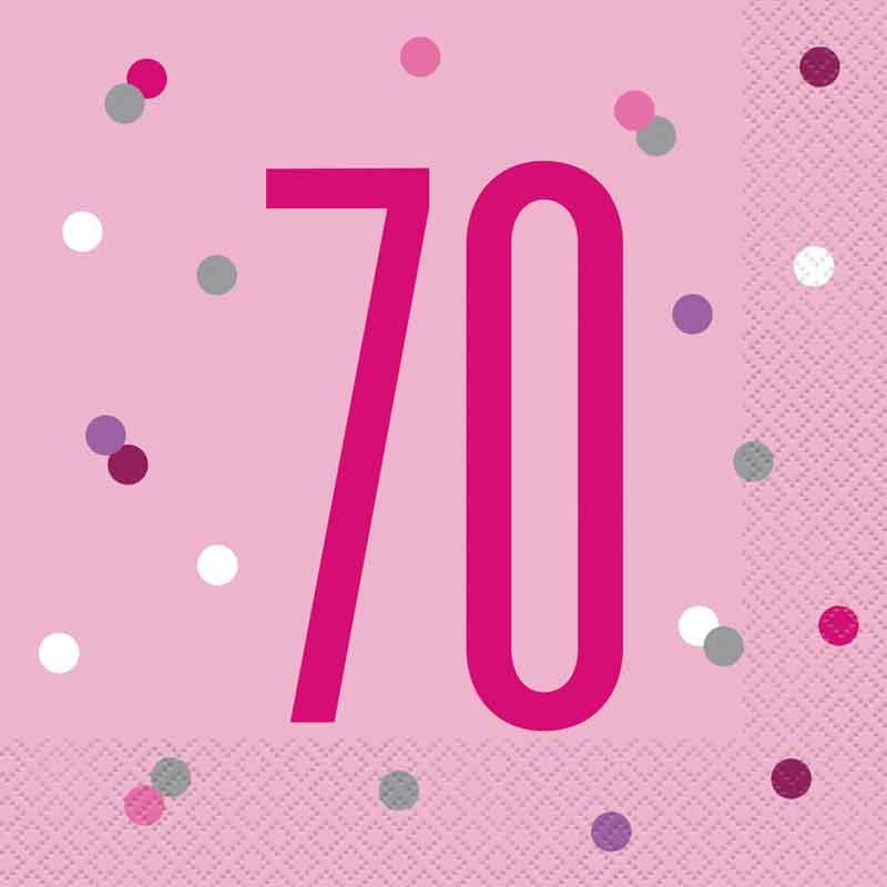 Pink Glitz 70th Birthday Napkins