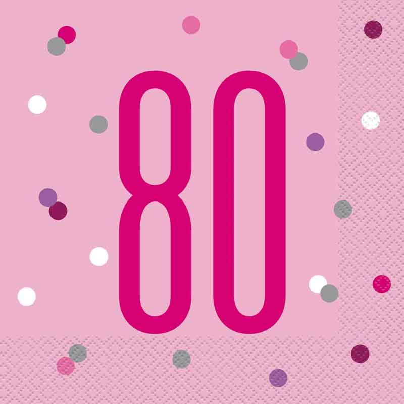 Pink Glitz 80th Birthday Napkins