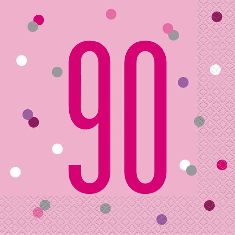 Pink Glitz 90th Birthday Napkins