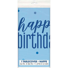 Load image into Gallery viewer, Blue Glitz Happy Birthday Tablecover
