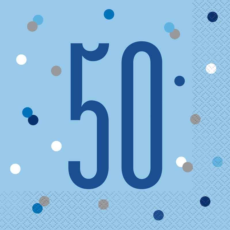 Blue Glitz 50th Birthday Napkins