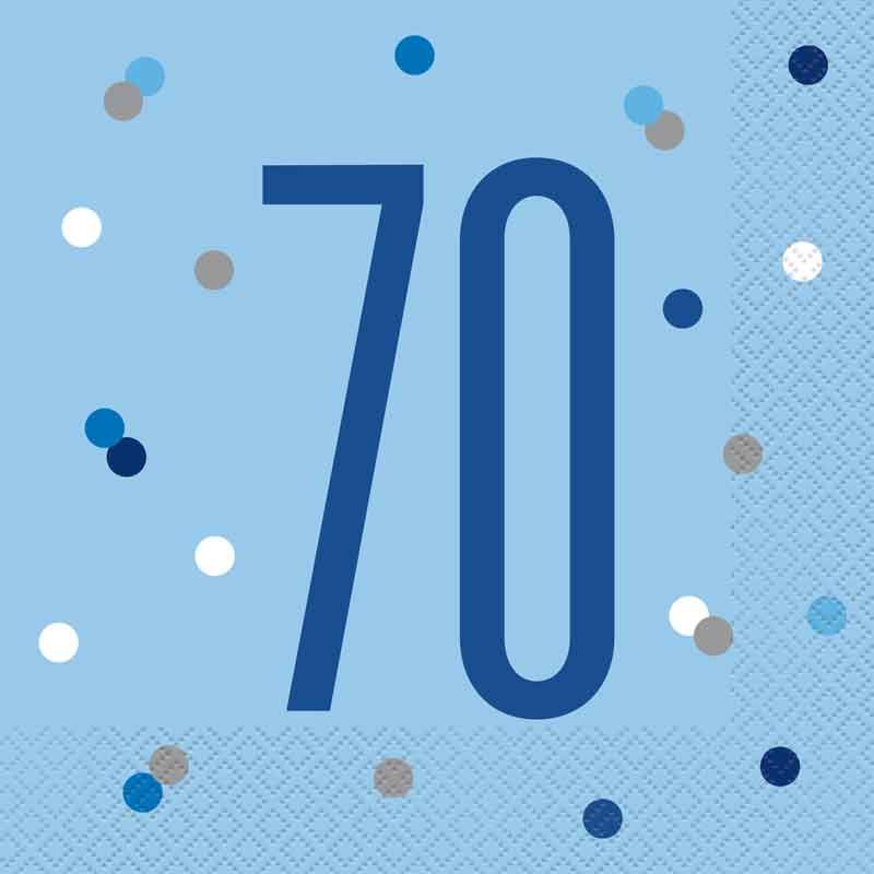 Blue Glitz 70th Birthday Napkins