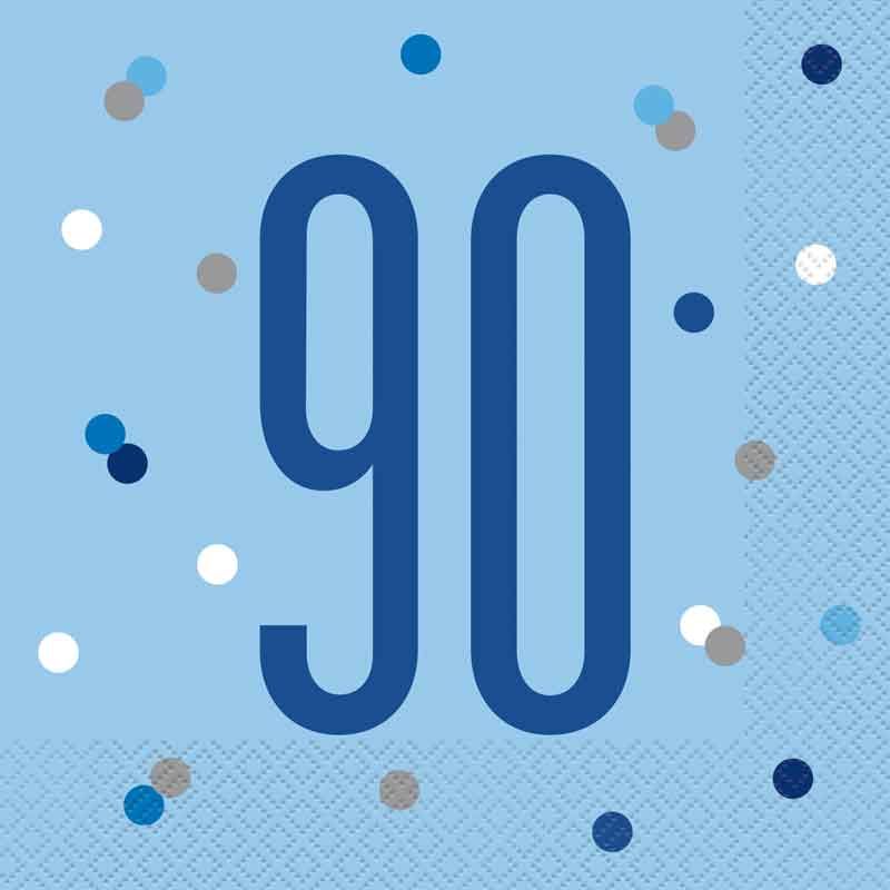 Blue Glitz 90th Birthday Napkins