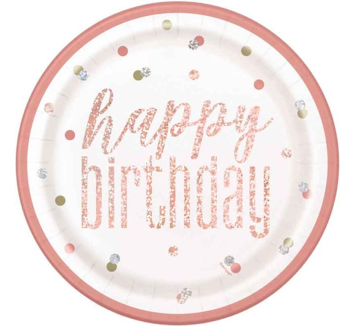 Rose Gold Glitz Happy Birthday Plates