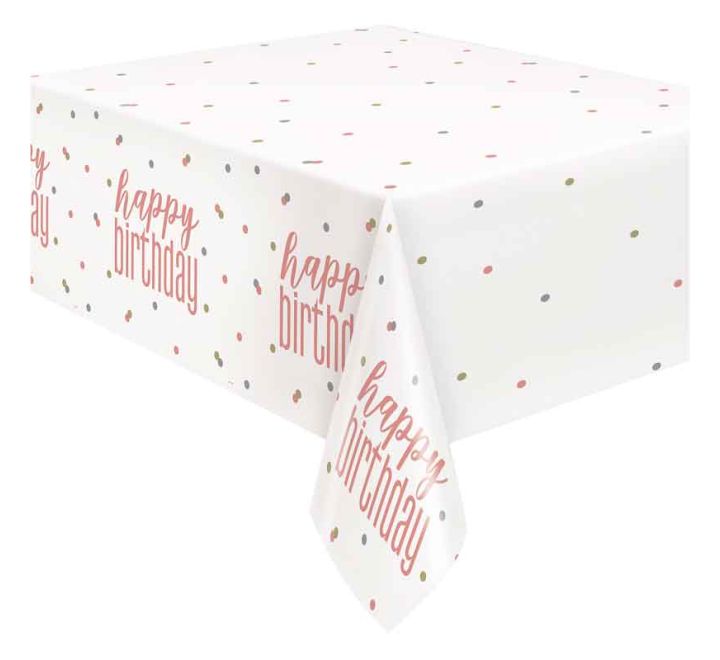 Rose Gold Glitz Happy Birthday Tablecover