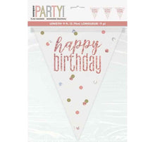 Load image into Gallery viewer, Rose Gold Glitz Happy Birthday Flag Bunting
