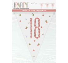 Load image into Gallery viewer, Rose Gold Glitz 18th Birthday Flag Bunting
