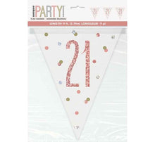 Load image into Gallery viewer, Rose Gold Glitz 21st Birthday Flag Bunting
