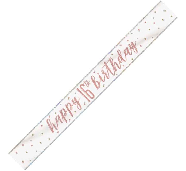 Rose Gold Glitz 16th Birthday Banner