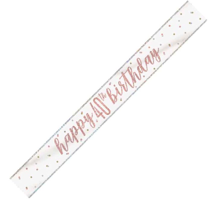 Rose Gold Glitz 40th Birthday Banner