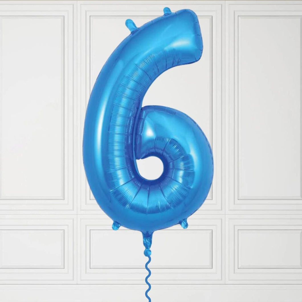 Large Blue Number 6 Balloon