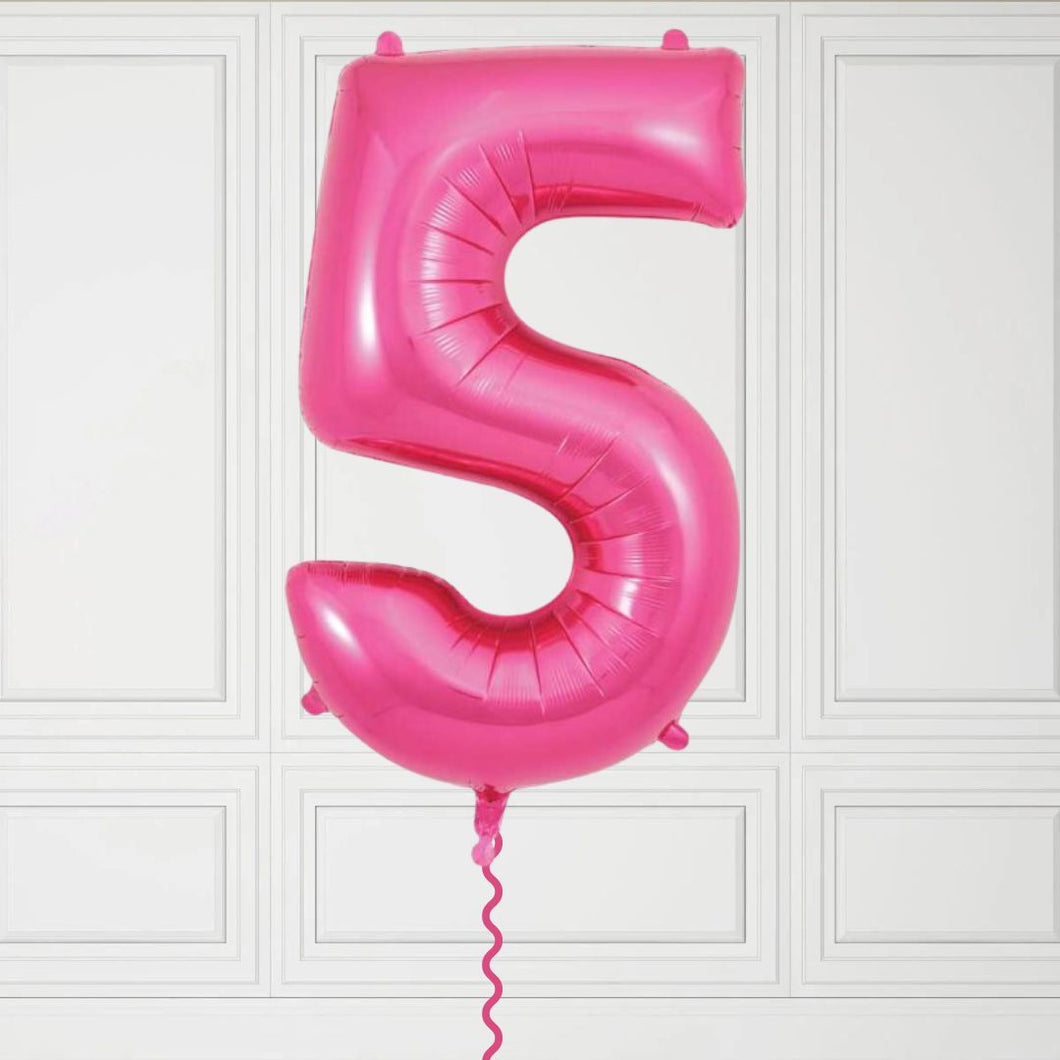 Large Pink Number 5 Balloon