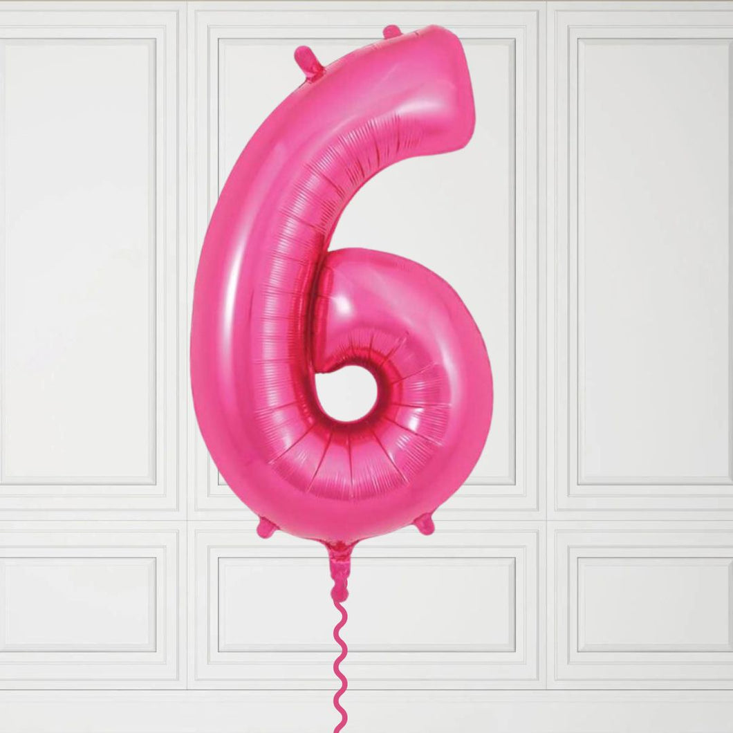 Large Pink Number 6 Balloon