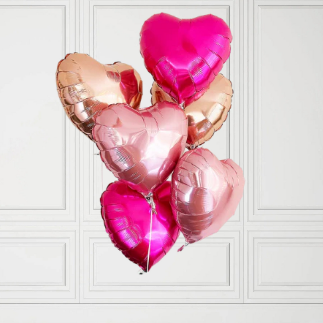 6 x Pink Hearts Helium Filled