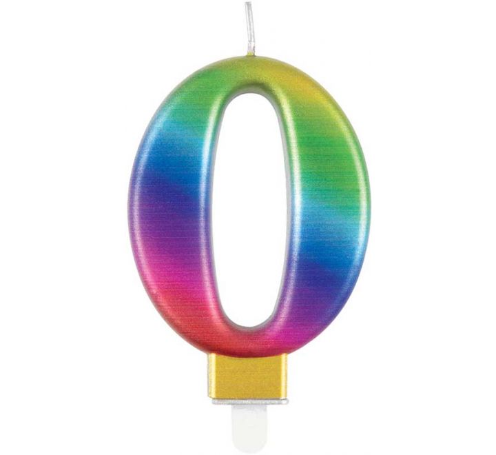Rainbow Number 0 Candle