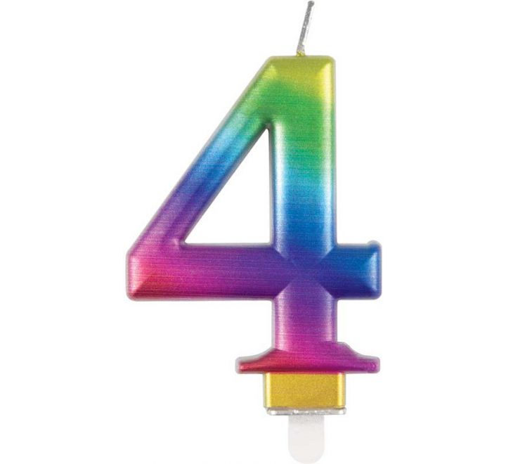 Rainbow Number 4 Candle