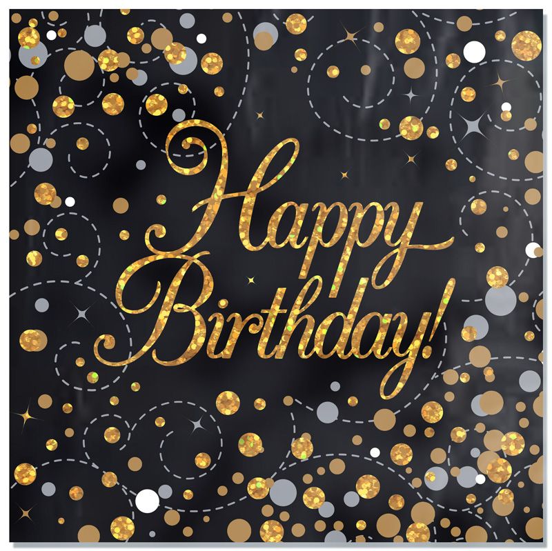 Black & Gold Happy Birthday Napkins