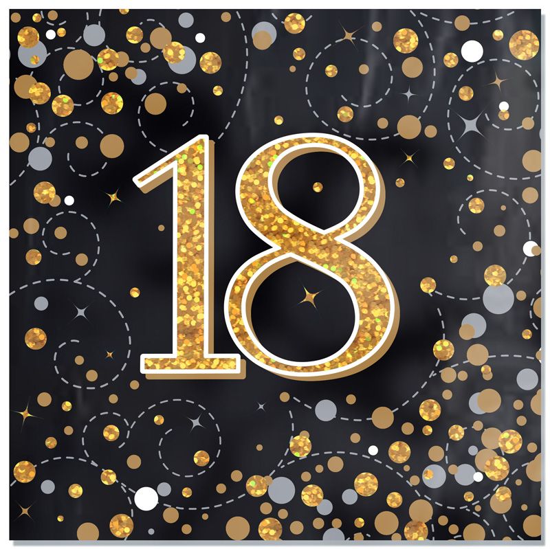 Black & Gold 18th Birthday Napkins