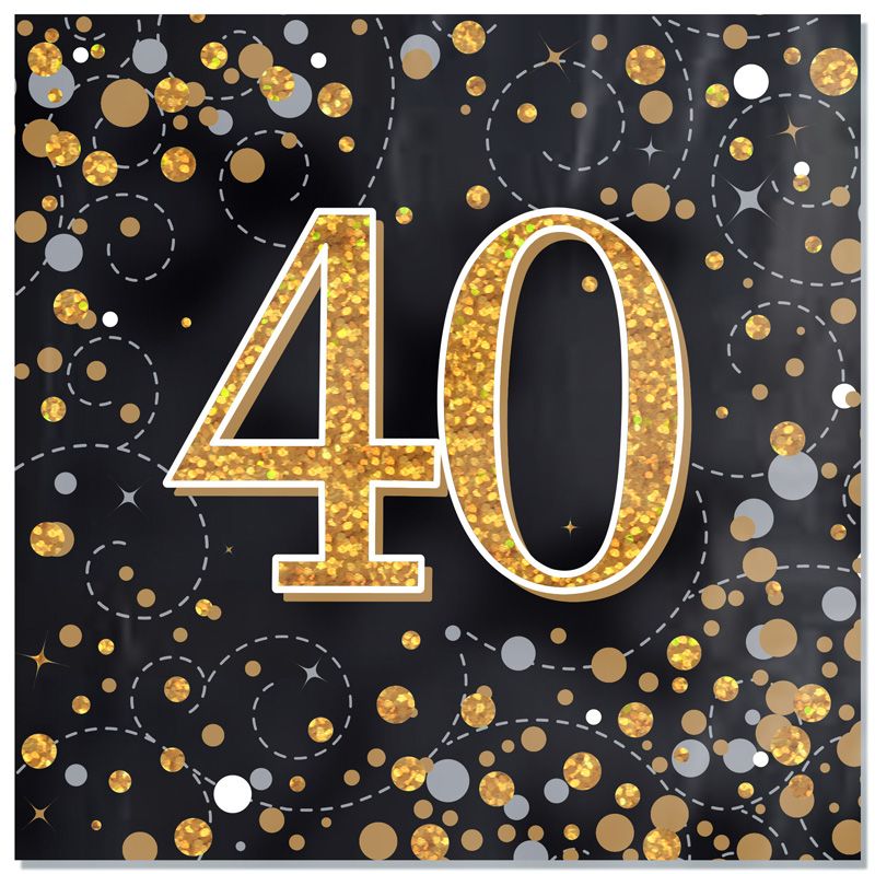 Black & Gold 40th Birthday Napkins