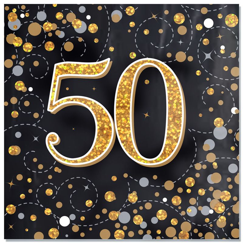 Black & Gold 50th Birthday Napkins