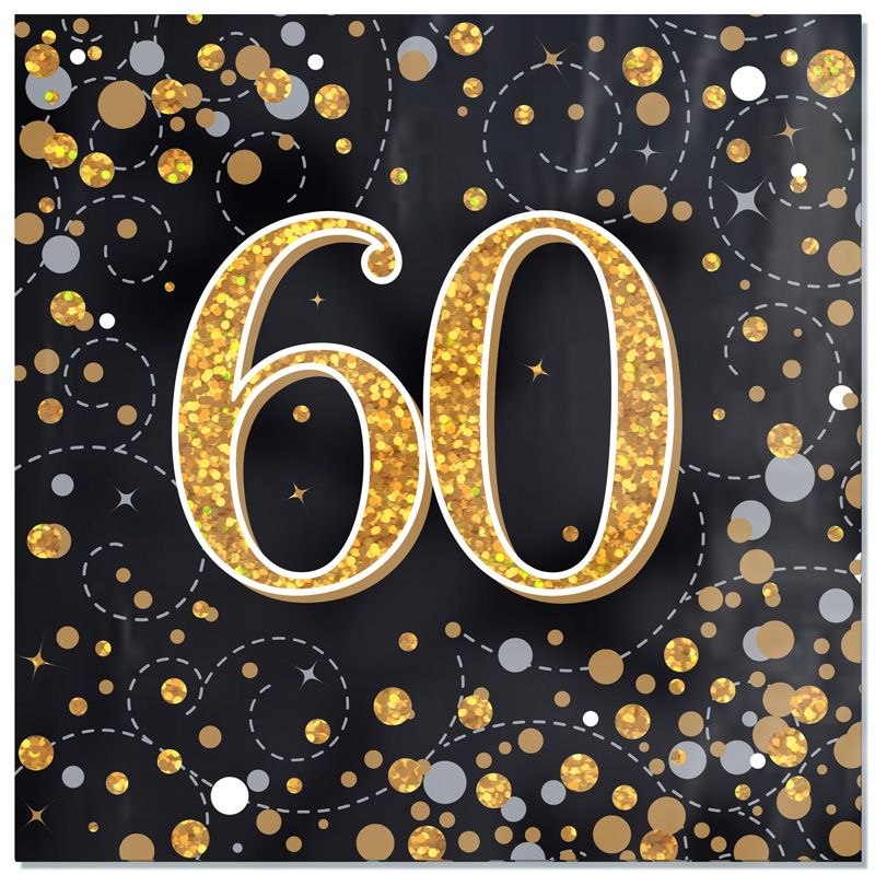 Black & Gold 60th Birthday Napkins